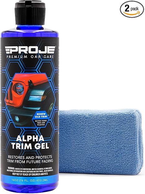 PROJE' Alpha Trim Gel Kit - Black Trim Restorer for Cars with Large Applicator - Restores Faded Plastic, Vinyl & Rubber 