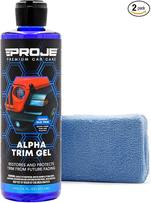 PROJE' Alpha Trim Gel Kit - Black Trim Restorer for Cars with Large Applicator - Restores Faded Plastic, Vinyl & Rubber 