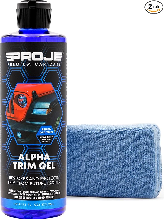 PROJE' Alpha Trim Gel Kit - Black Trim Restorer for Cars with Large Applicator - Restores Faded Plastic, Vinyl & Rubber 