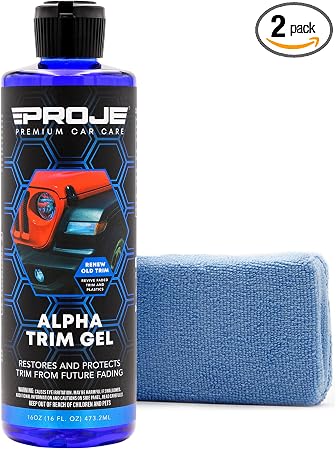 PROJE' Alpha Trim Gel Kit - Black Trim Restorer for Cars with Large Applicator - Restores Faded Plastic, Vinyl & Rubber 