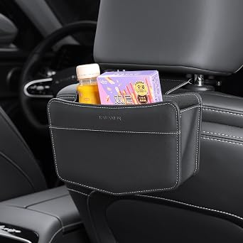 Car Trash Can Small Leather Vehicle Trash Bin Car Dustbin Garbage Organizer Holder with Trash Bag Foldable Mini Cars Sto