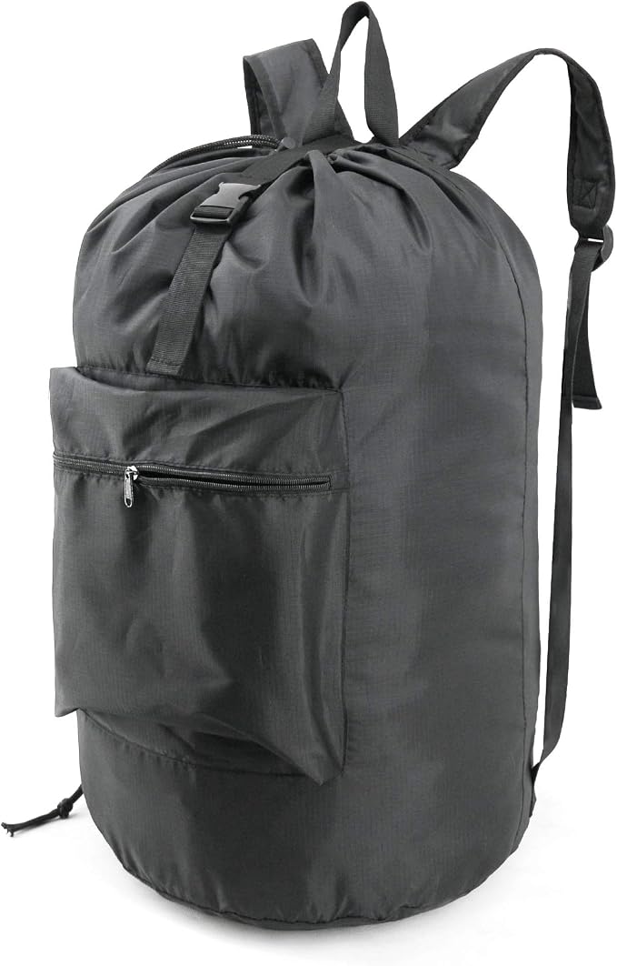 BeeGreen Laundry Bag Backpack w Adjustable Shoulder Straps College Dorm Essentials w Drawstring Closure for Travel Camp 
