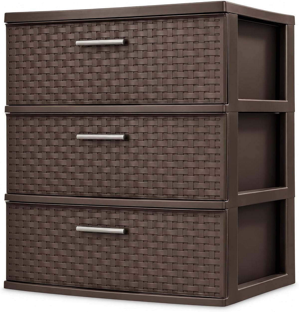 Wide 3 Drawer Weave Tower, Home Organizer, Espresso