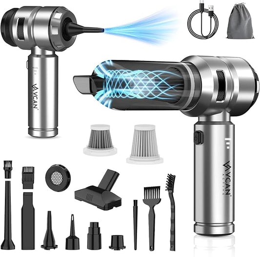 Car Vacuum Portable Cordless 22000PA High Power with Brushless Motor 4-in-1 Compressed Air Duster & Air Blower & Pump Hand Held Vacuum for Car, Home, Office, Ideal Gifts for Men & Women