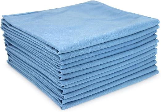 Arkwright Microfiber Suede Glass Cloths - (Pack of 12) Absorbent Dish Drying Cloth, Cleaning Towel Set Perfect for Home,
