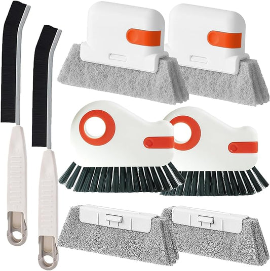 Window Sill Cleaner Tool - Hard Bristle Crevice Cleaning Brush, Multifunctional Gap Scrub Brush, Window, Home Essentials, Bathroom Cleaner Tools for Household Use, Kitchen - 8PCS