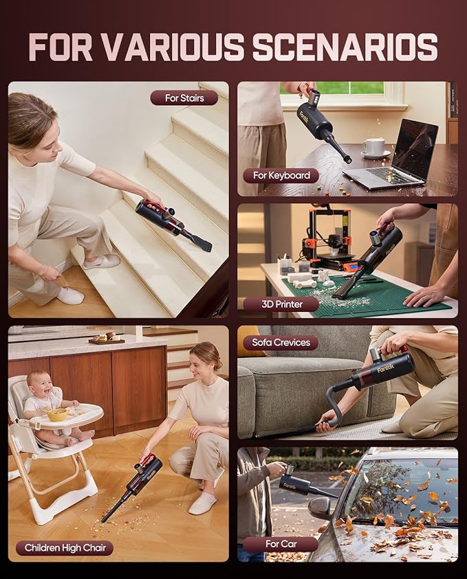 Fanttik Cruise V11 APEX Handheld Vacuum Cordless, 4-in-1 Vacuum Cleaner with AxLoop 180° Rotatable Handle, 145W Brushless Motor, LED Touch Screen, 3 Suction Modes for Home Corners, Kitchen, Crevices