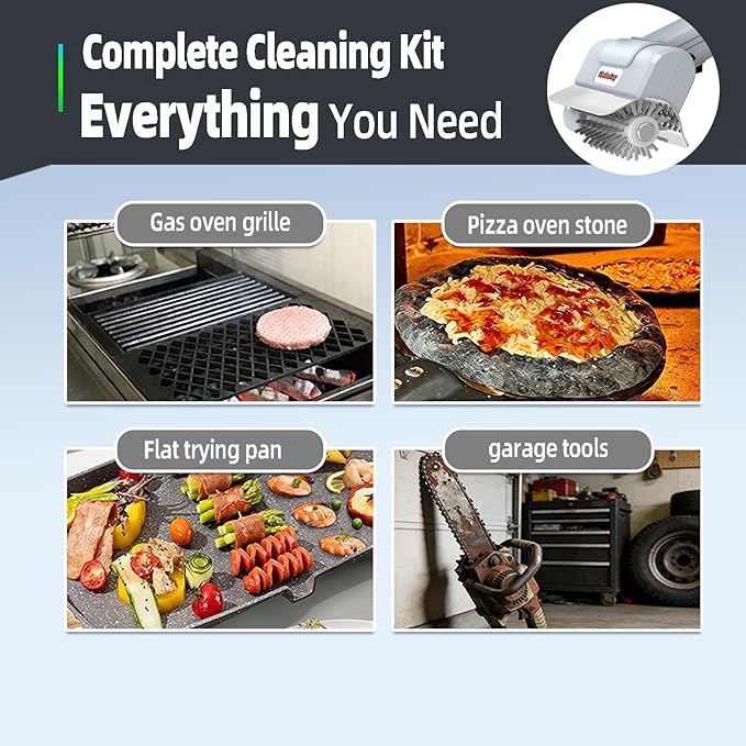 Electric Grill Brush and Cleaner - Cordless Rechargeable BBQ Cleaning Tool with Stainless Steel Removable Head, Dishwasher Safe, USB-C 4000mAh Battery for Grill Grates(Grey)