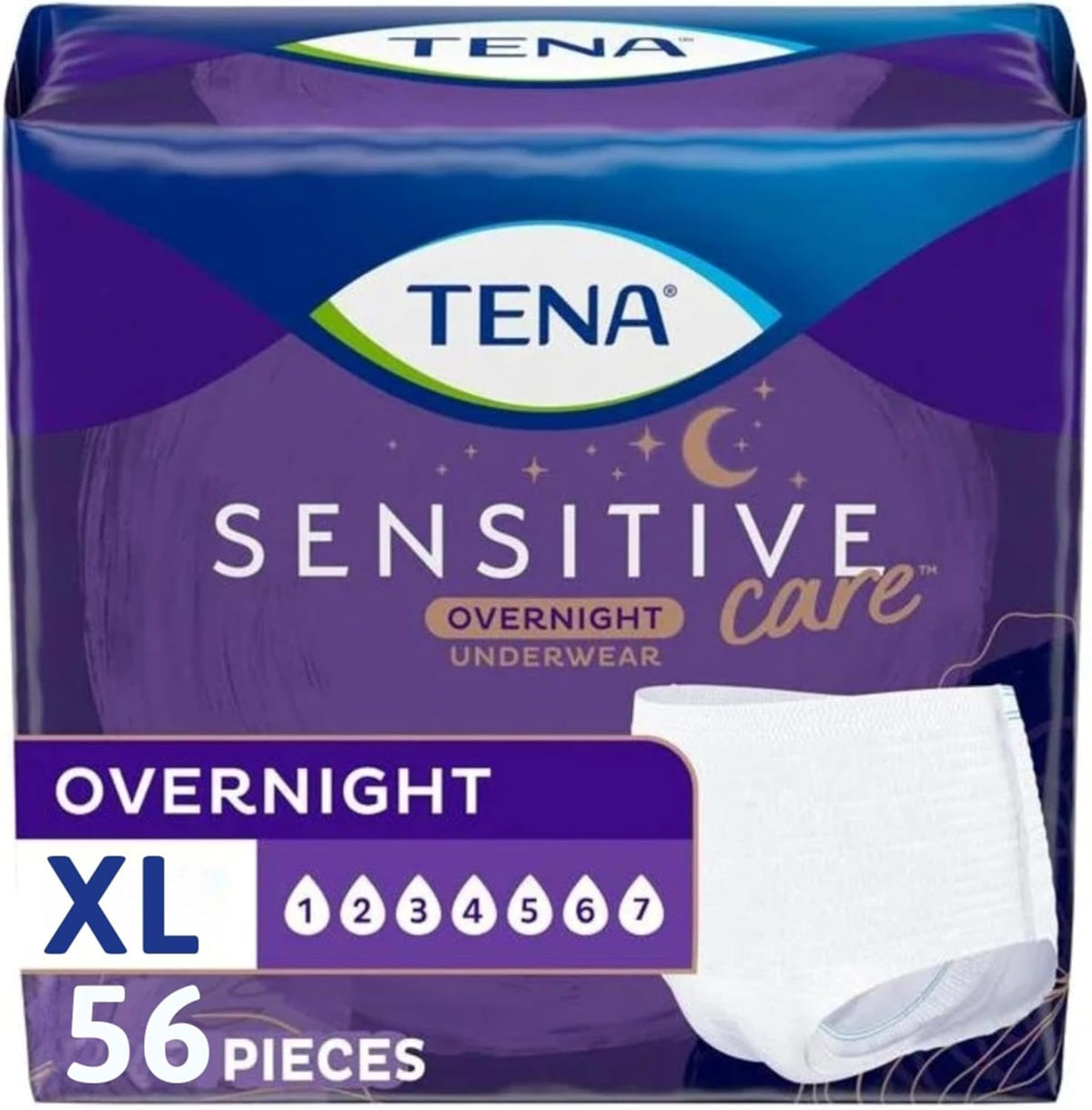Sensitive Care Overnight Incontinence Underwear Women, XL 39-52in 56ct