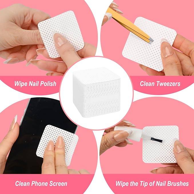 Lint Free Nail Wipes, Acetone Nail Polish Remover 1080PCS with Pump Dispenser, Gel Nail Polish Remover Pads Soft Non-Woven Nail Wipes for Nail Polish Remove and Acrylic Nail Supplies