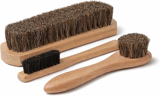 Lexol Horsehair Detailing Brush Set – Professional 3‑Piece Leather Cleaning & Care Kit for Bags, Shoes, Accessories, Uph