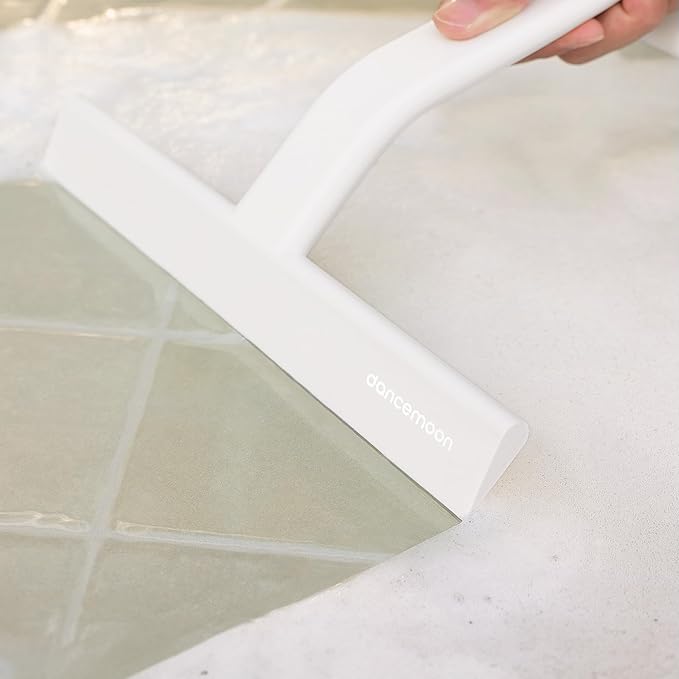 dancemoon JustHang Shower Squeegee for Glass Doors, All-One-Piece Award-Winning Silicone Squeegee with Built-in Hook for Bathroom, Window, Mirror, Tile Wall,Car, Streak-Free Cleaner Tool,10-Inch White