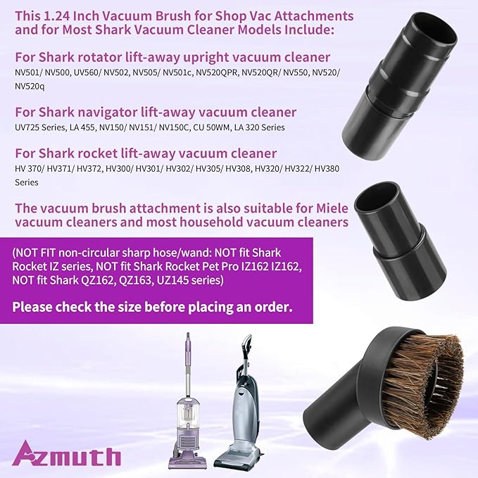 25mm Soft Horsehair Vacuum Brush Attachment with Vacuum Hose Adapter for Shark Vacuum Attachments, Vacuum Attachment for Shop Vac and Most Household Vacuum Cleaner - 3 Pcs