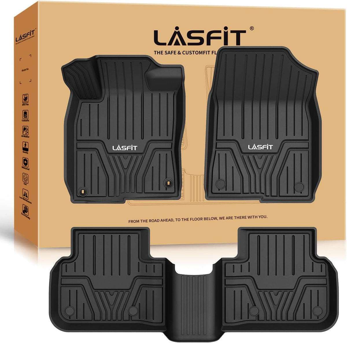 All Weather Floor Mats for Honda Civic 2022-2026 - Gasoline | Full Surround TPE Mats, Tall Walls, 3D Custom Fit, Non-Slip, Easy Clean, Tool-Free Install, Vehicle-Specific Accessories