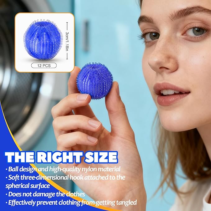 Pet Hair Remover for Laundry, Reusable Dog & Cat Hair Remover Tool, Effectively Removes Pet Hair, Lint and Dander from Bedding and Clothing, Suitable for Washing Machines, Dryers -12PCS