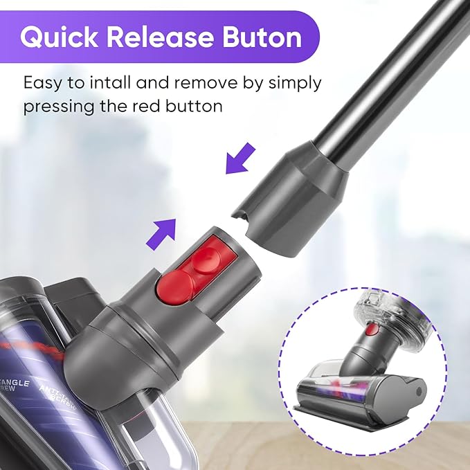 Mini Motorized Tool Brush Head Compatible with Dyson Digital Slim/V12 Detect Slim Cordless Vacuum Cleaner, Handheld Couch Vacuum Attachment Anti-Tangle Replacement Head Suitable for Long and Pet Hair