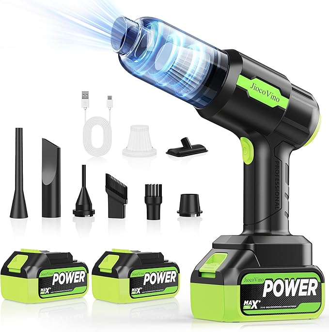 Cordless Car Vacuum Portable -Handheld Vacuum Cleaner 50000PA-High Power Suction & Blower for Car, Home, Office, Desktop, Keyboard,Pet Hair-2-in-1 Vacuum - with 2×4.0Ah Batteries