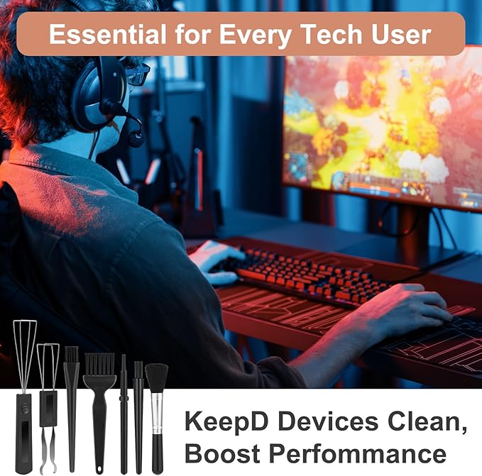 7 Pcs Keyboard Cleaning Kit with Keycap Puller Switch Puller Multifunctional Keycaps Removal Tool Mini Anti-Static Dust Brush Keyboard Key Remover for Computer Keyboards Motherboard Camera Small Space