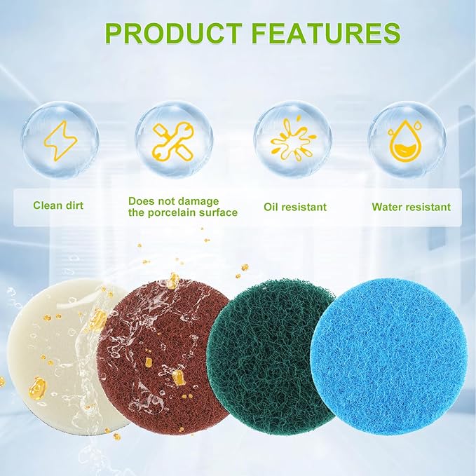 16pcs Electric Cleaning Brush Pad Set 4 Foam Pads 4 Kitchen Mats 4 Heavy Duty Pads 4 Microfibre Pads fit for Bosch Home/Garden 6033 Battery Cleaning Brush