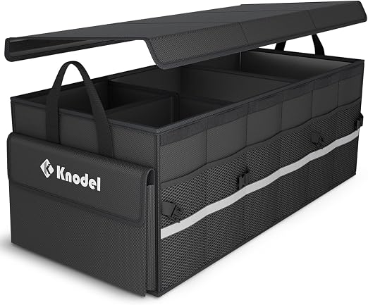 K KNODEL Trunk Organizer with Lid for Car, SUV, and Truck (Large, Black)