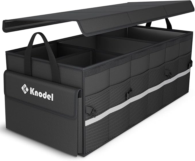 K KNODEL Trunk Organizer with Lid for Car, SUV, and Truck (Large, Black)