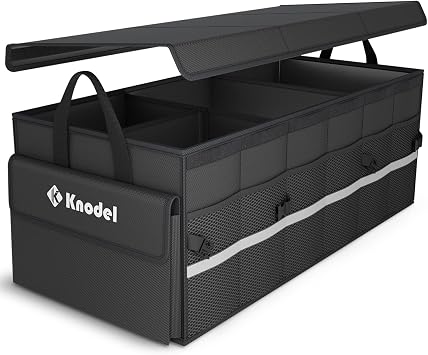 K KNODEL Trunk Organizer with Lid for Car, SUV, and Truck (Large, Black)