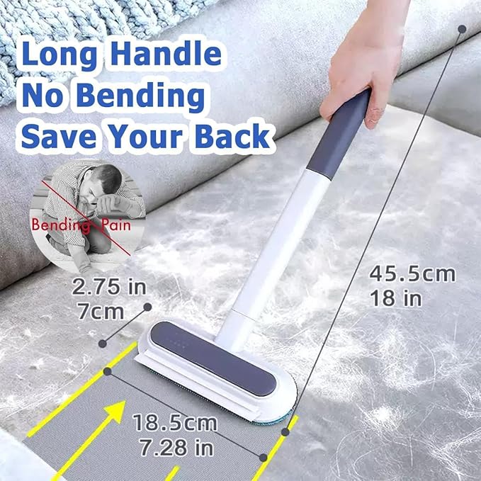 4 in 1 Pet Hair Remover, Reusable, Effective Cat and Dog Hair Removal Cleaning Tool with 17-Inch Extra Long Handle Multifunctional Fur Lint Brush for Couch, Furniture, Carpet, Clothes, Bedding