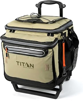 Titan by Arctic Zone Deep Freeze Wheeled Cooler - 60 Can Rolling Cooler with Deep Freeze Insulation and Detachable All-T