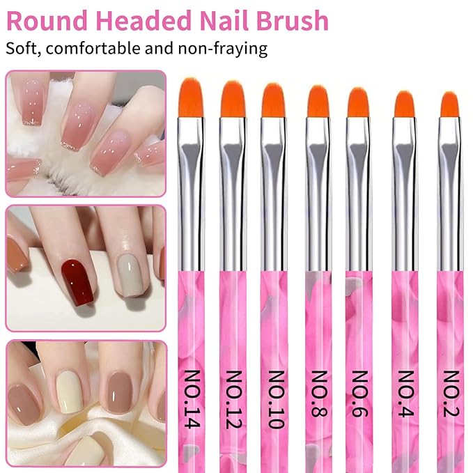 19Pcs Pink Nail Art Brush Set, Nail Brushes Kit with Acrylic Nail Brush, Gel Polish Brushes, Dotting Tools, Nail Dust Brush, Manicure Tool for Acrylic Powder Application, Sculpting & Cleaning