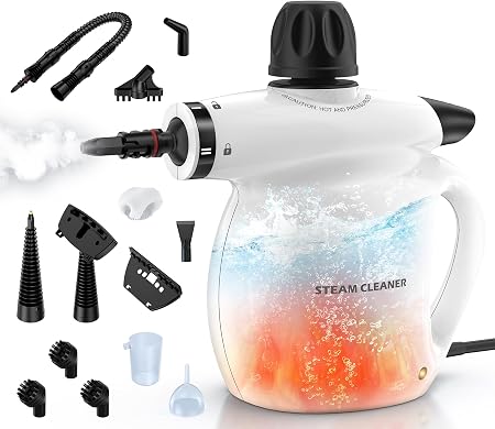 13Pcs Pressurized Handheld Steam Cleaner, Portable Deep Cleaning Steamer