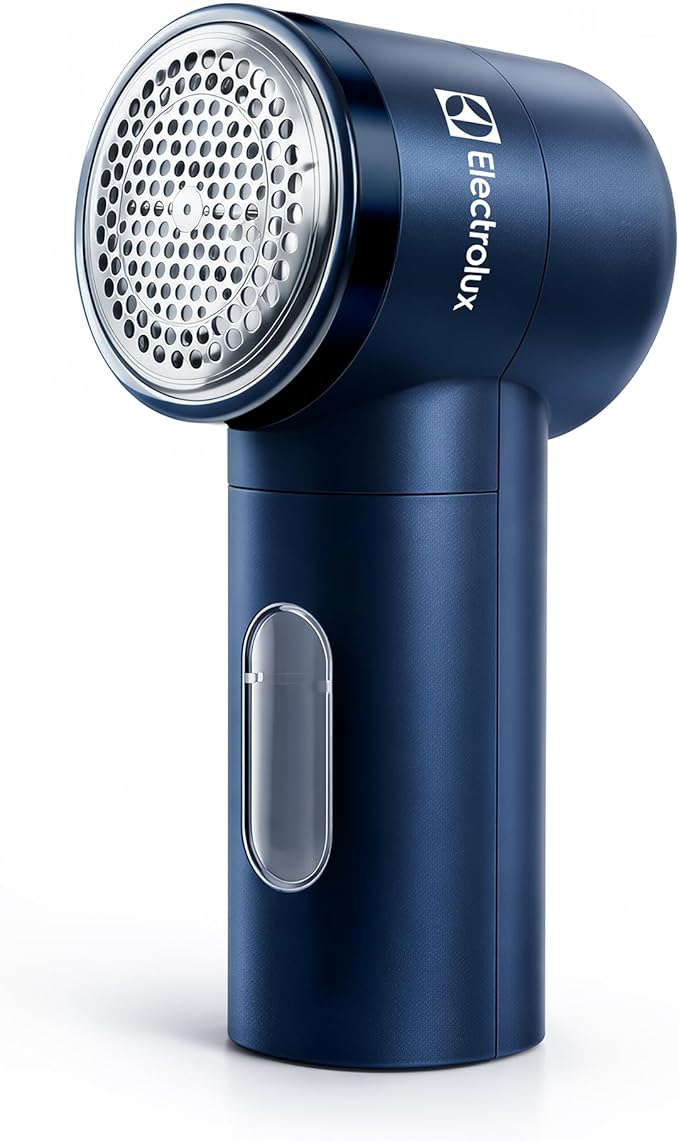 Electrolux Rechargeable Fabric Shaver | Compact Travel Lint Remover for Clothes & Furniture | Eliminates Fuzz & Pilling | 3-Speed Electric Lint Shaver with Type-C Fast Charging Port - Blue