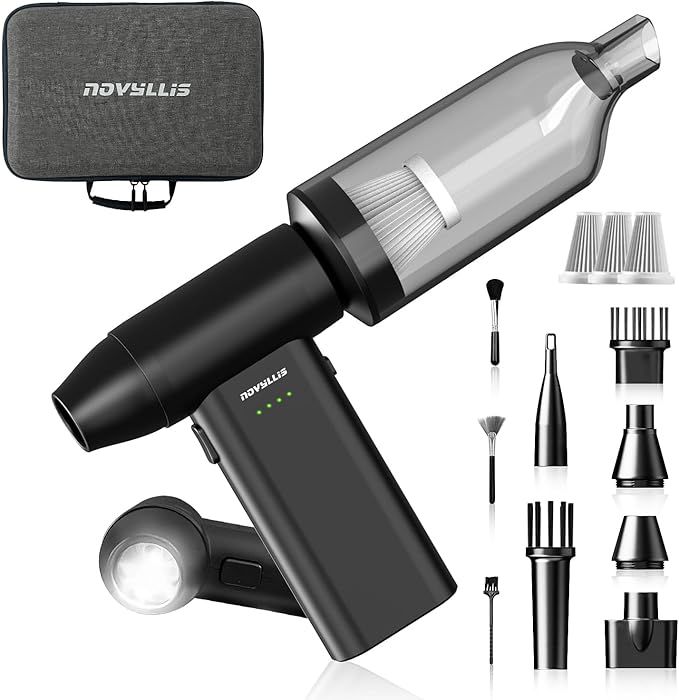 Electric Compressed Air Duster Mini Blower Cordless with Computer Vacuum Cleaner kit Lighting 180,000 RPM 5 Speed Handheld 3 in 1 USB-C for pc Keyboards Home Car BBQ Grill