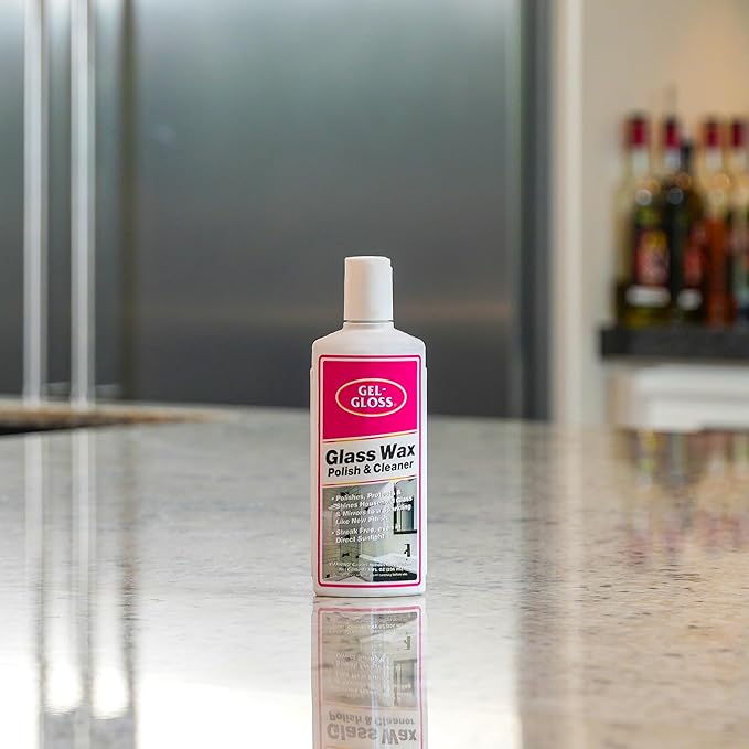 Gel-Gloss No Streak Glass Wax | Professional-Grade Silicon Wax Formulation | Removes Water Spots, Hard Water, & Light Calcium Buildup | Protective Coating Reduces Water Spots & Calcium Buildup, 8 oz.