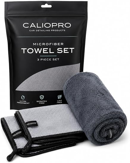 Microfiber Cleaning Cloth Set for Cars – 3PCS Car Drying Towel Kit, 1300 GSM Twisted Loop Microfiber Towels for Cars, Ca