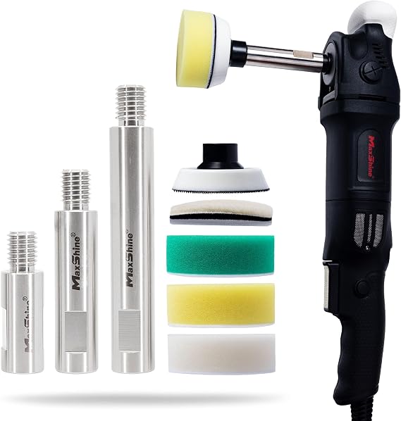 Maxshine Universal Stainless Steel Extension Shaft Set & 3" Polishing Kit – 2”, 3” & 5” Polisher Extenders for 5/8” Back