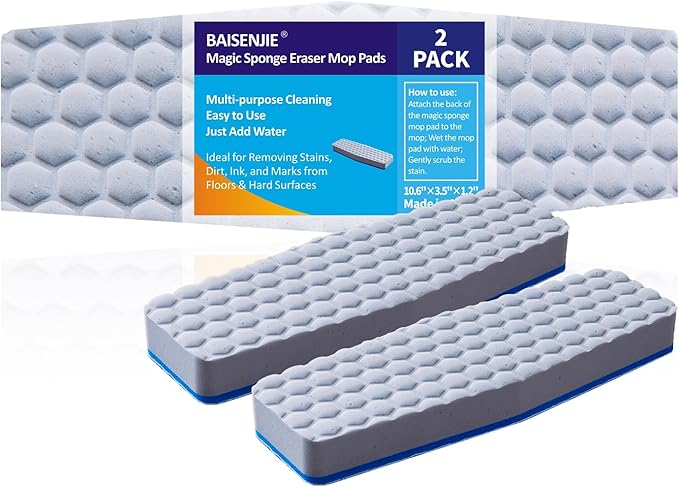 Mops Pad for Floor Cleaning,Magic Sponges Eraser Cleaning Mop Pads Refills Suitable for 10" Flat mop Head
