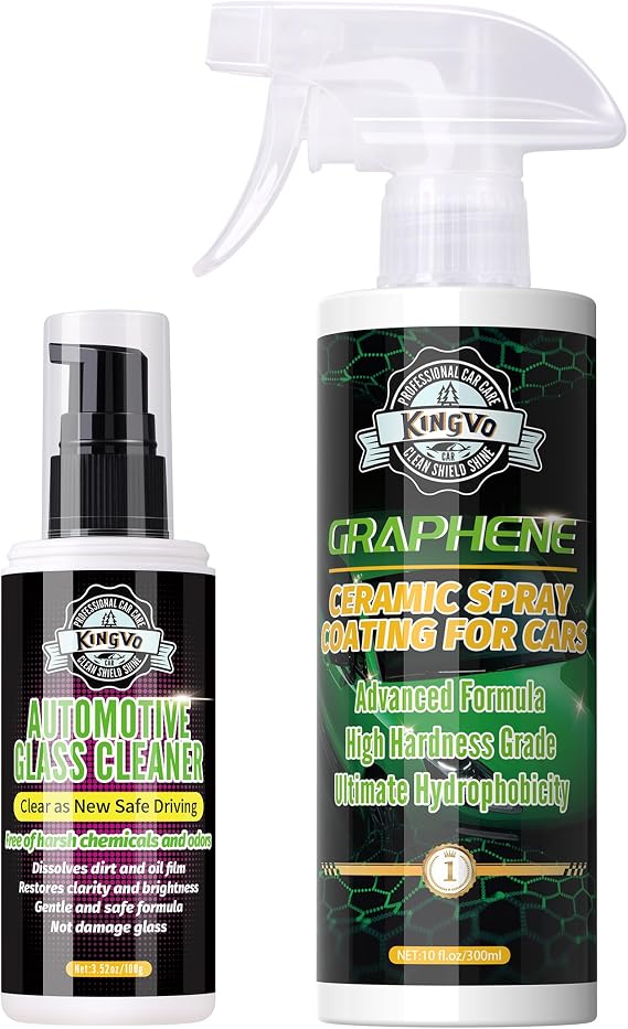 Kingvo Car Ceramic Coating, Car Spray Wax Graphene Polish Crystal Coating,Windshield Washer Fluid Window Cleaner Detaili