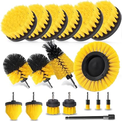 18 Pcs Drill Brush Attachments Set,Power Cleaning Scrub Brushes with Extend Long Attachment,Grout Cleaner for Tile Floor