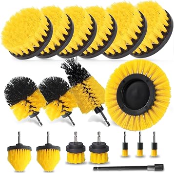18 Pcs Drill Brush Attachments Set,Power Cleaning Scrub Brushes with Extend Long Attachment,Grout Cleaner for Tile Floor