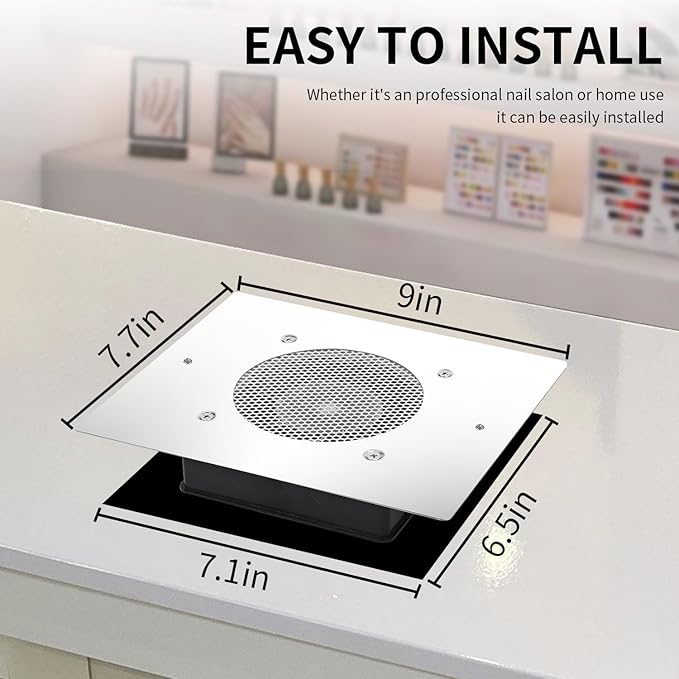 BLUETOP Nail Dust Collector Nail Vacuum Cleaner Table Embedded Dust Extractor Vacuum Professional Built in Desktop Nail Dust Collector Quiet Nail Fan Low Noise for Nail Salon Home