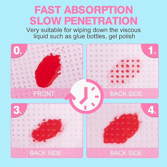 400PCS Lint Free Nail Wipes with Acetone Pump Dispenser, Pink Nail Polish Remover Pads with Dispenser, Eyelash Glue Cleaning Wipe with 180ML Alcohol&Acetone and Polish Remover Pump Bottle Kit
