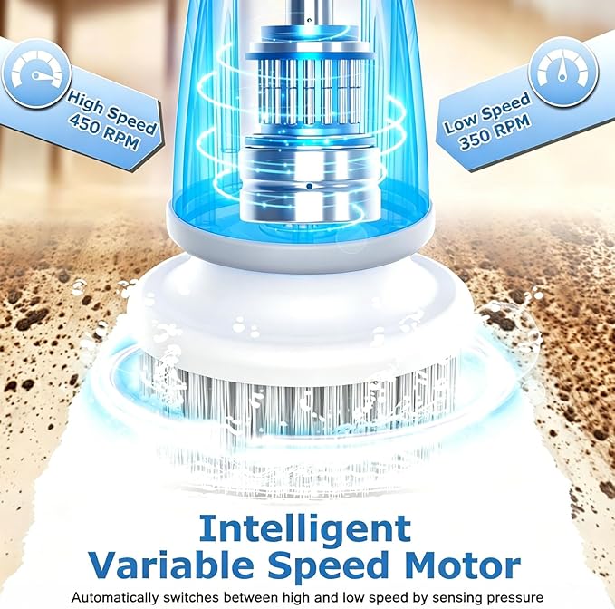 DAESUNG Electric Spin Scrubber, Cordless Power Scrubber & Electric Cleaning Brush with 7 Replaceable Heads, Dual Speed IPX7 Waterproof Handheld Scrubber for Bathroom, Shower & Tile Cleaning