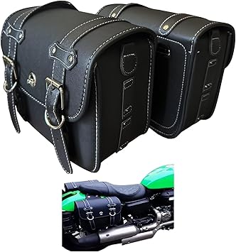Faux Leather Motorcycle Saddlebags with Lock