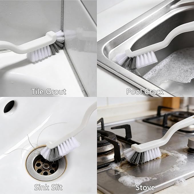 Crevice Cleaning Brush - Grout Scrub Brush, House Cleaning Supplies, Gap Cleaning Tools, Home Essentials, Gifts for Women Men, Hard Bristle Crevice Cleaner Brush for Household Use, Bathroom(11Pcs)