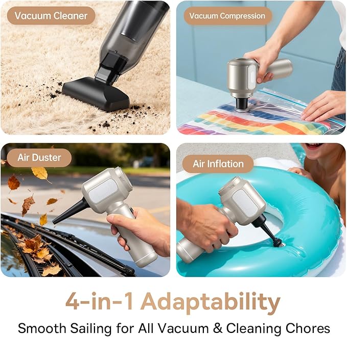 REWONDER Car Vacuum Cleaner High Power, 22000Pa Vacuum Cleaner & 110000RPM Air Duster, Handheld Vacuum with 7800mAh Battery, Storage Bag & Multi-Nozzles for Car, Home, Office