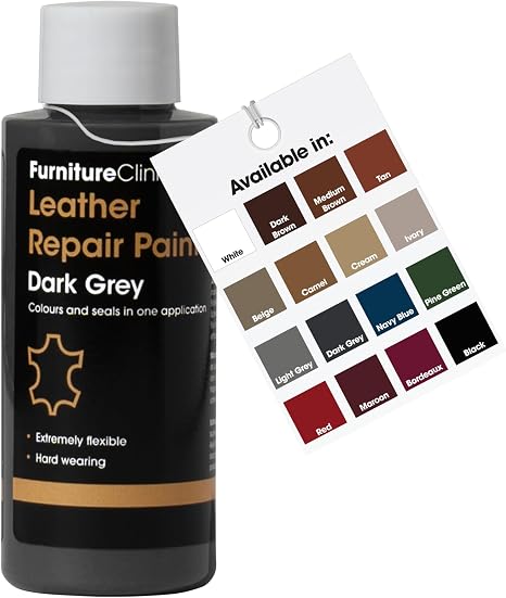 Furniture Clinic Leather Repair Paint | 2-in-1 Seal and Color | Use on Scratches, Tears, and Holes in Car Seats, Furnitu
