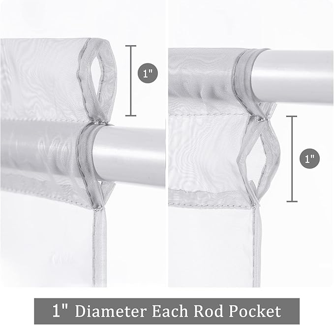 MIULEE French Door Sheer Curtains for Front Back Patio Glass Door Light Filtering Window Gauze with 2 Tiebacks 54 Wide and 72 Inches Length,Light Grey, Set of 2