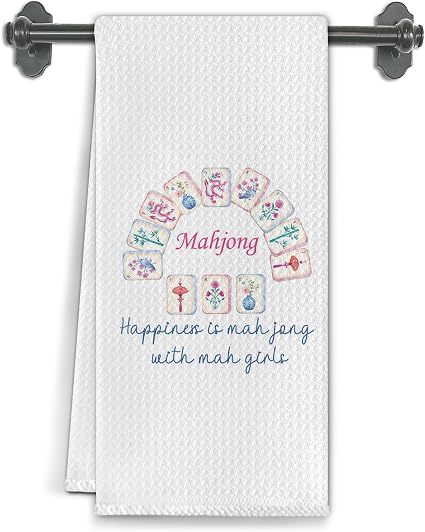 Chinoiserie Friendship Mahjong with Mah Girls Kitchen Towels, Mahjong Gifts for Women Dish Tea Towels for Kitchen Decor,