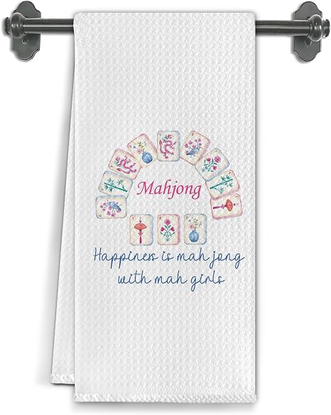 Chinoiserie Friendship Mahjong with Mah Girls Kitchen Towels, Mahjong Gifts for Women Dish Tea Towels for Kitchen Decor,