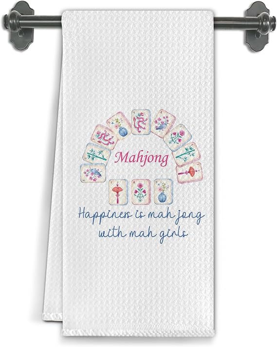 Chinoiserie Friendship Mahjong with Mah Girls Kitchen Towels, Mahjong Gifts for Women Dish Tea Towels for Kitchen Decor,